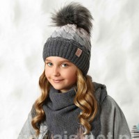 AJS Žieminė kepurė ir trikampis šalikas mergaitei (52-56 cm) 504